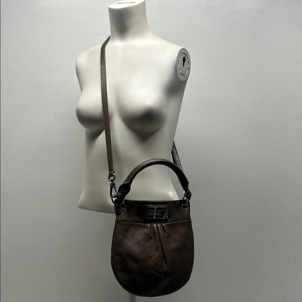 Marc Jacobs Mini Hillier Hobo Leather Bag Purse Crossbody Convertible Brown